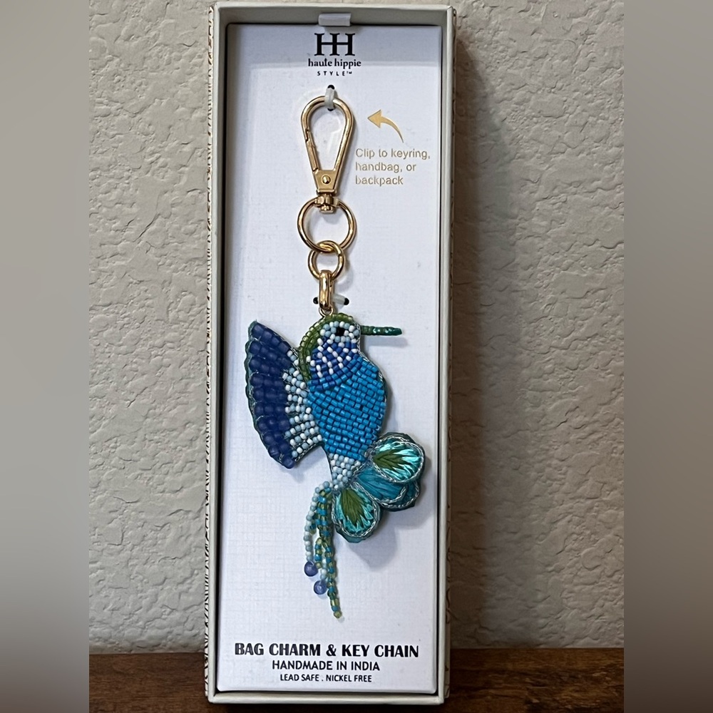 Haute Hippie Beaded Hummingbird Keychain & Bag Charm
